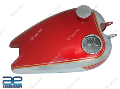 Cherry & Chrome Petrol Tank + Replica Smiths Speedo for BSA C10 C11