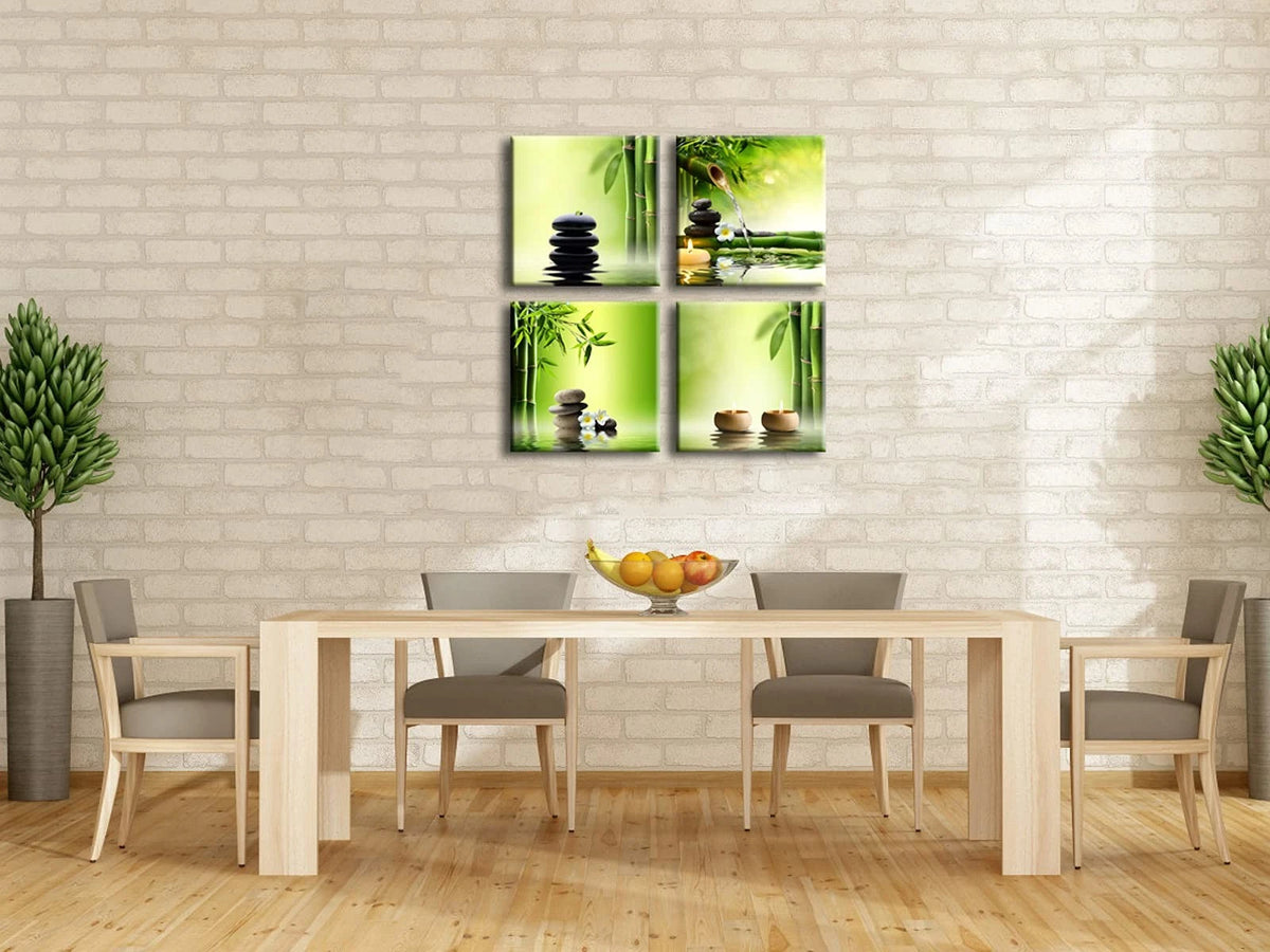 Set of 4 Zen Canvas Prints for Modern Decor (No Part Numbers)