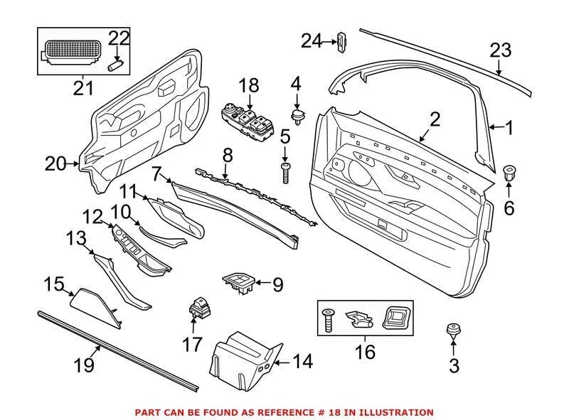 Genuine OEM Front Driver Left Door Window Switch 61319241953 for BMW (2000–2006)