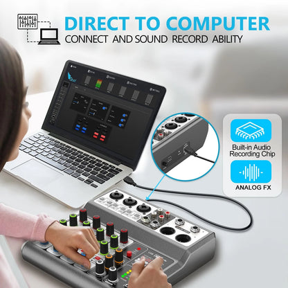 Professional Audio Mixer for Sound Board Mixing Console (5 Channel)