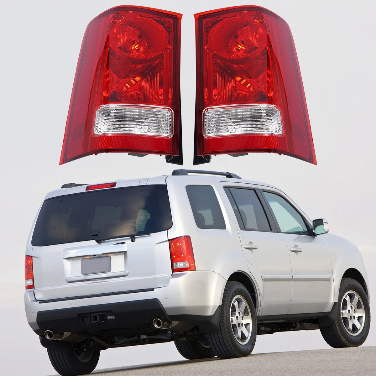 Set of 2 Rear Tail Light Assembly for Honda Pilot (2009–2015) - Halogen, 33500SZAA02, 33550SZAA02, HO2800174, HO2801174