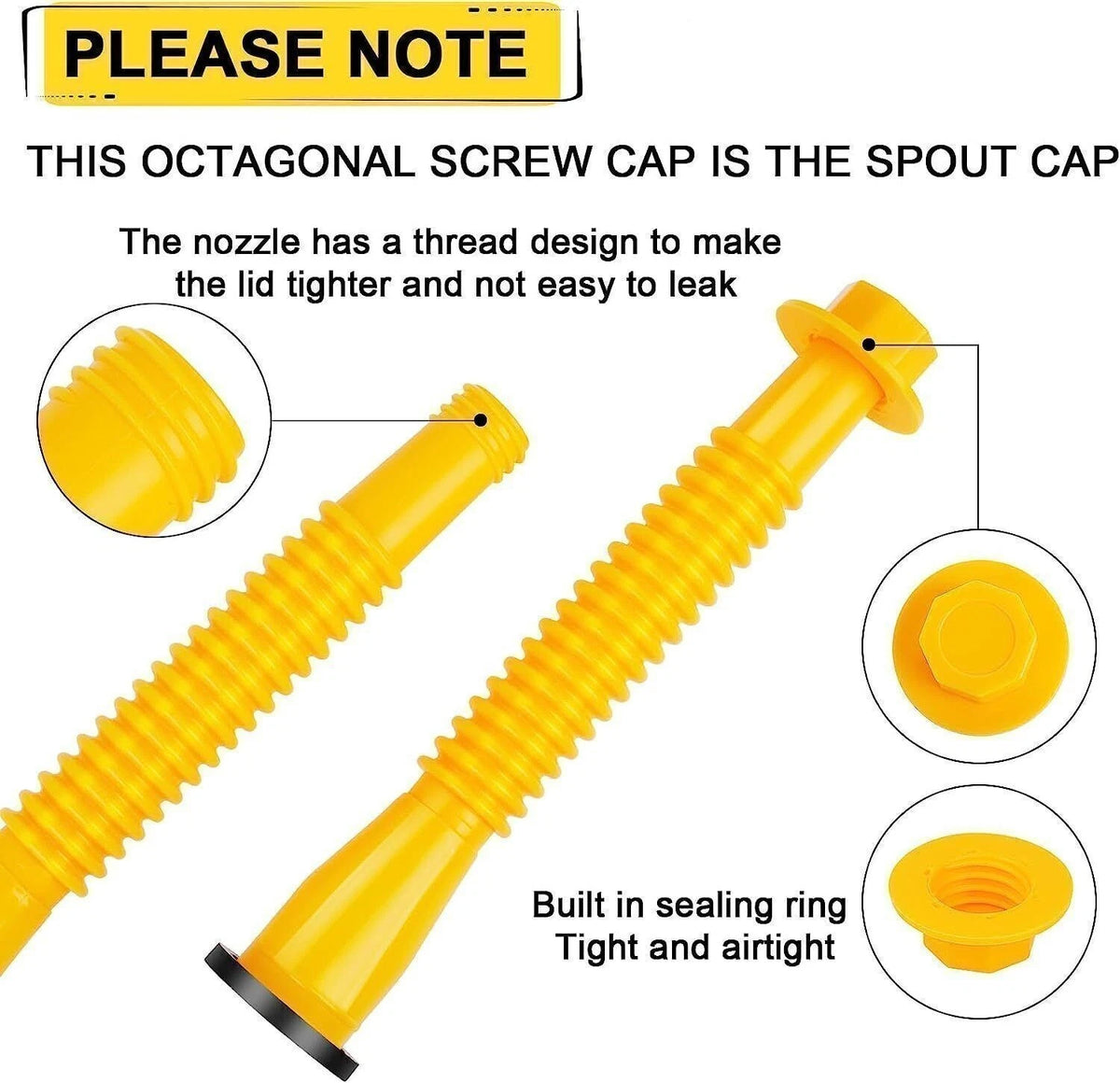 Replacement Gas Can Spout Nozzle Vent Kit for Plastic Gas Cans (1/2/5/10)
