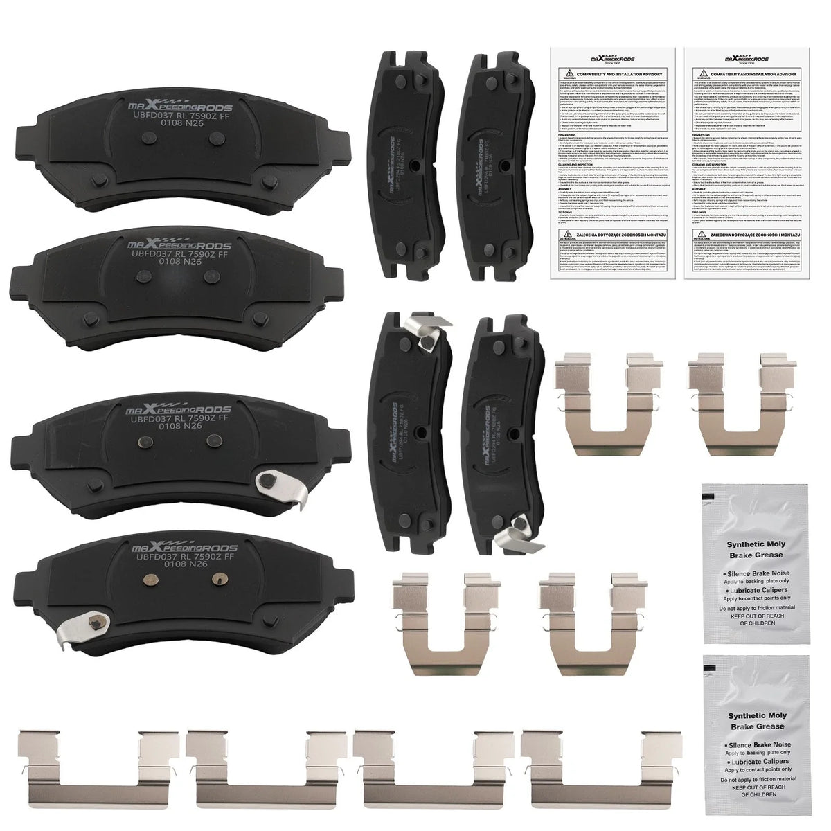 Set of 4 Ceramic Brake Pads for Cadillac DeVille Eldorado Seville (1997–2005)