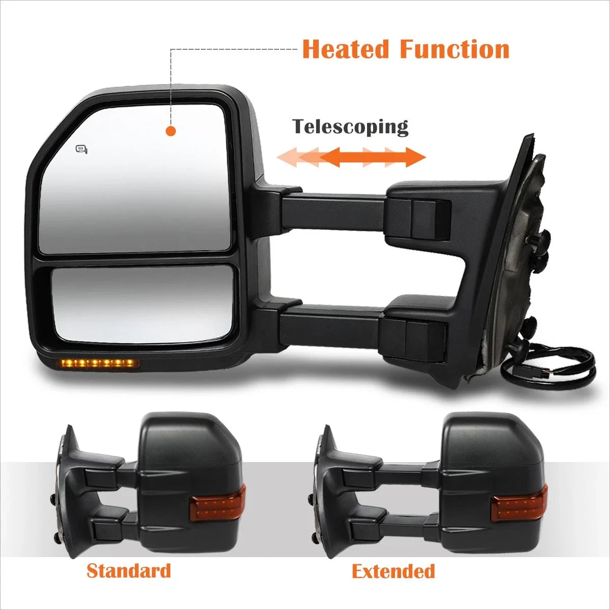 Powered Heated Towing Mirror w/LED Signal for Ford Super Duty (2008–2016)