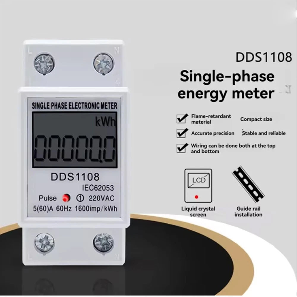 LCD Electric Energy Meter for KWH Power Usage Monitor (220V, 60A)