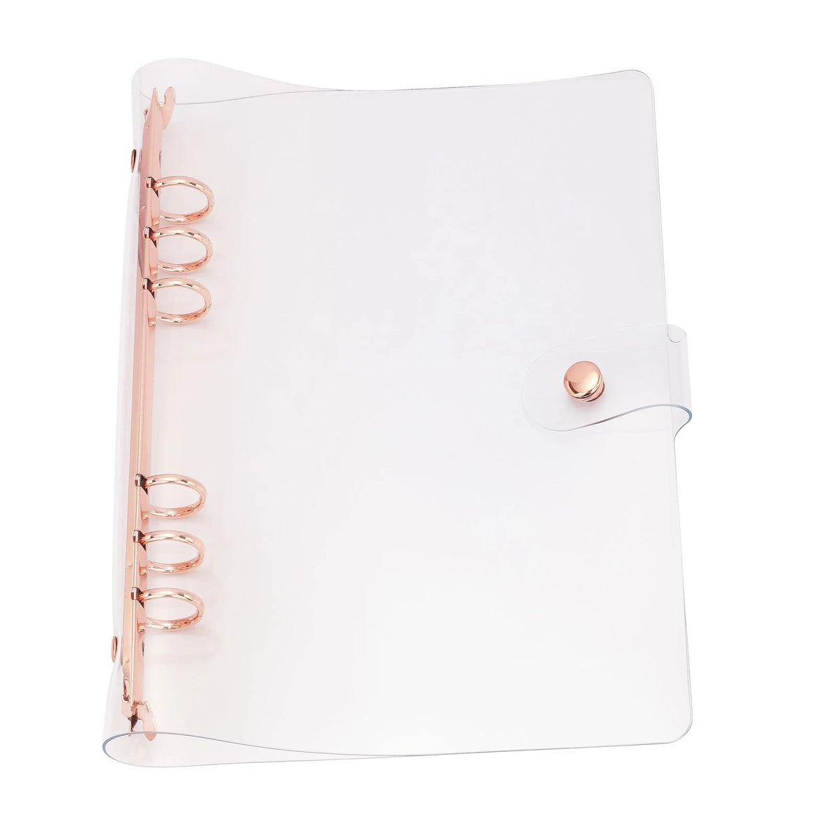 6-Ring Binder Cover for A5 Loose Leaf Planner (Clear/Rose Gold)