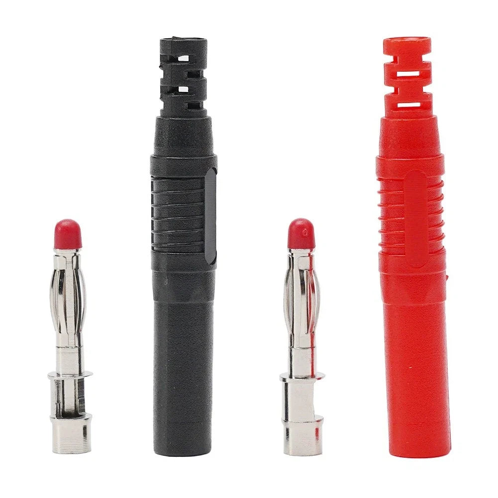 2 Pcs Insulated 4mm Male Banana Plug Connectors for Electrical Testing