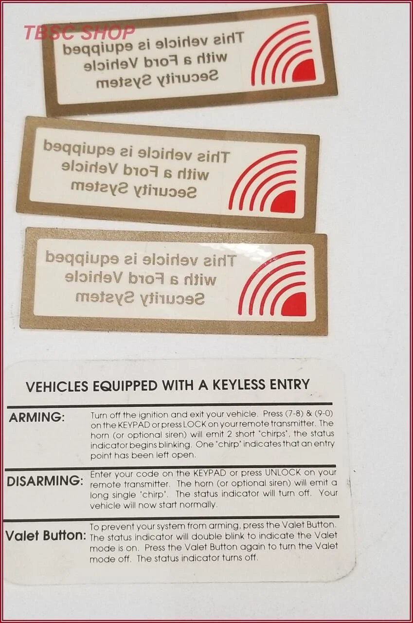 OEM Anti-Theft Window Sticker Kit for Thunderbird Cougar (1989–1998)