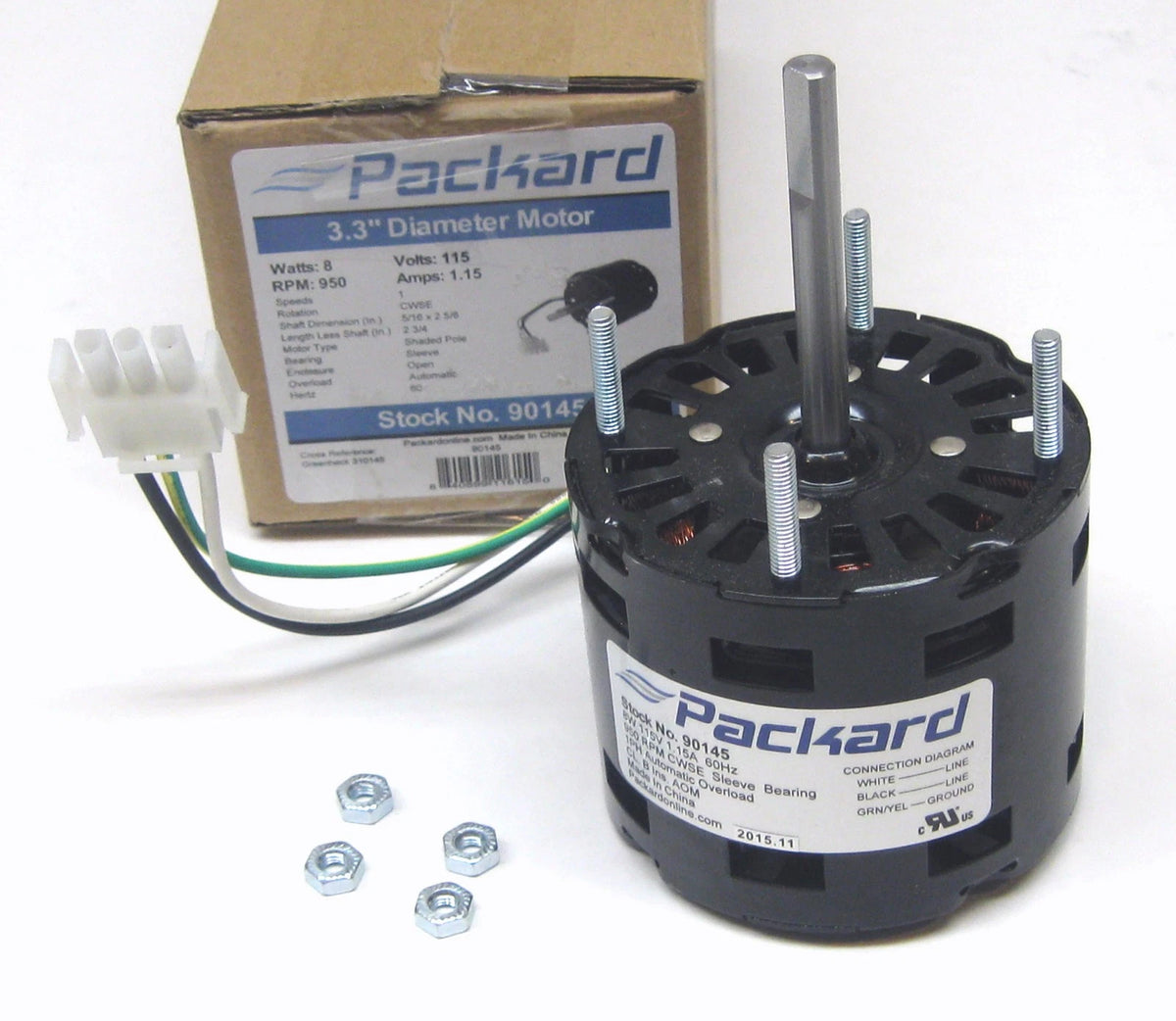 Packard 90145 Motor for Greenheck 310145 (8W, 115V, 950 RPM, CWSE)