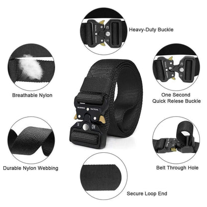 Adjustable Tactical Army Belt for Men - Quick Release Pants Waistband