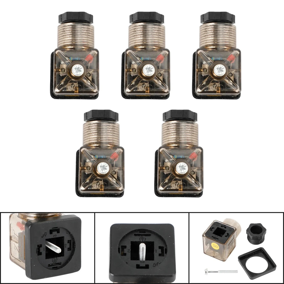 5X Solenoid Valve Coil 4 Pin Plug Connector for (I012-A043)