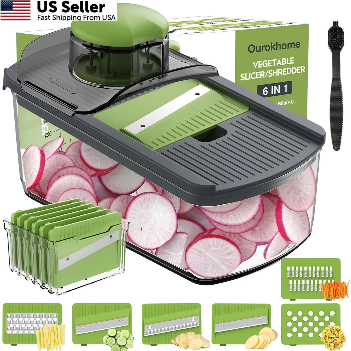Mandolin Slicer with 6 Blades for Kitchen Food Prep