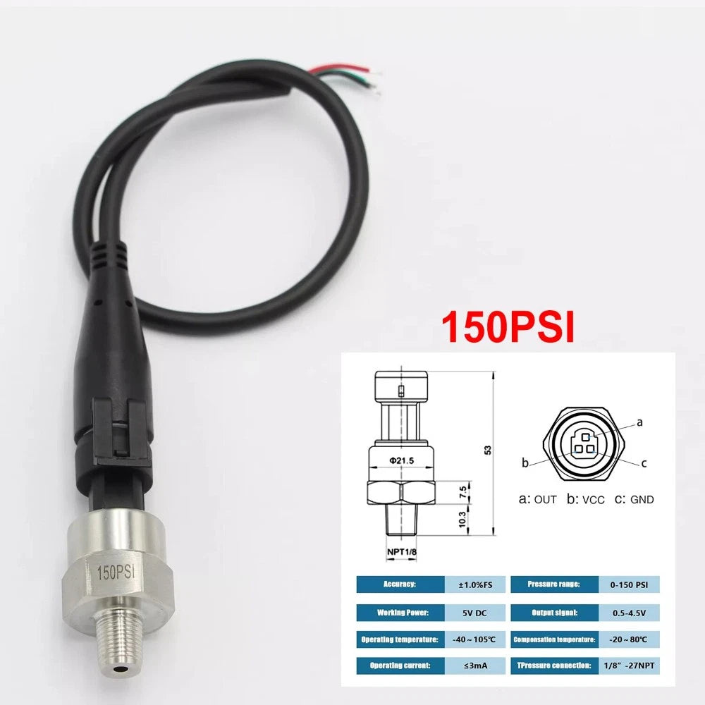 Set of 2 Stainless Pressure Transducer Sender Sensor 150 Psi 1/8 NPT