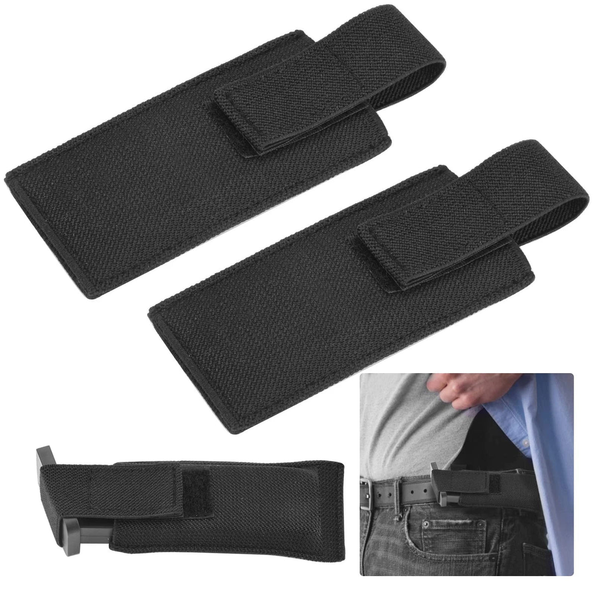 2X Horizontal Magazine Concealed Carrier for Pistol (Black)
