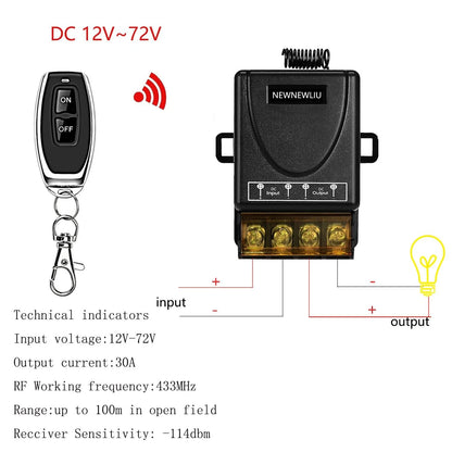 12 Volt Remote Switch for 12V-72V Systems