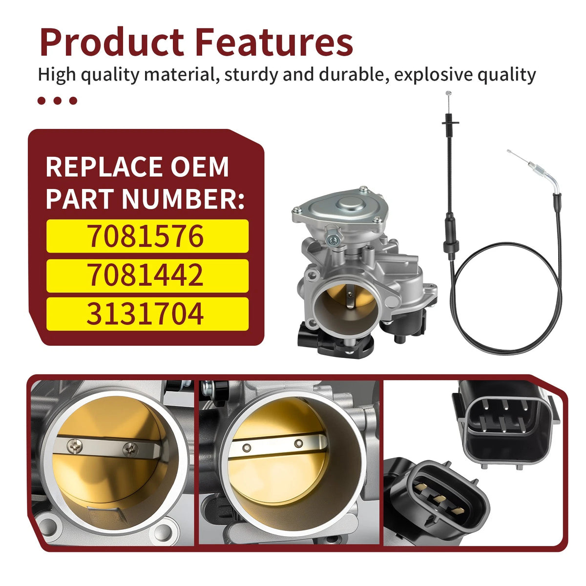Throttle Body Assembly with Cable for Polaris Sportsman 550 (2011) - 7081576, 7081442, 3131704