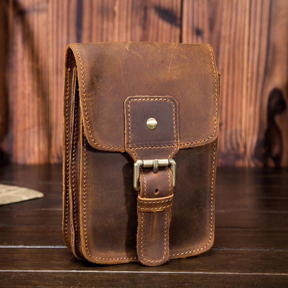 Small Leather Waist Bag Pouch for Men - Fanny Pack Belt Accessory