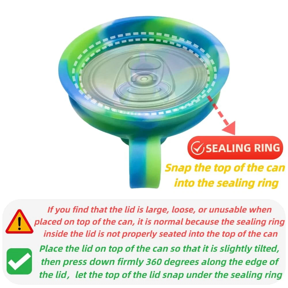 Set of 4 Silicone Soda Can Lids with Straw - Multicolor
