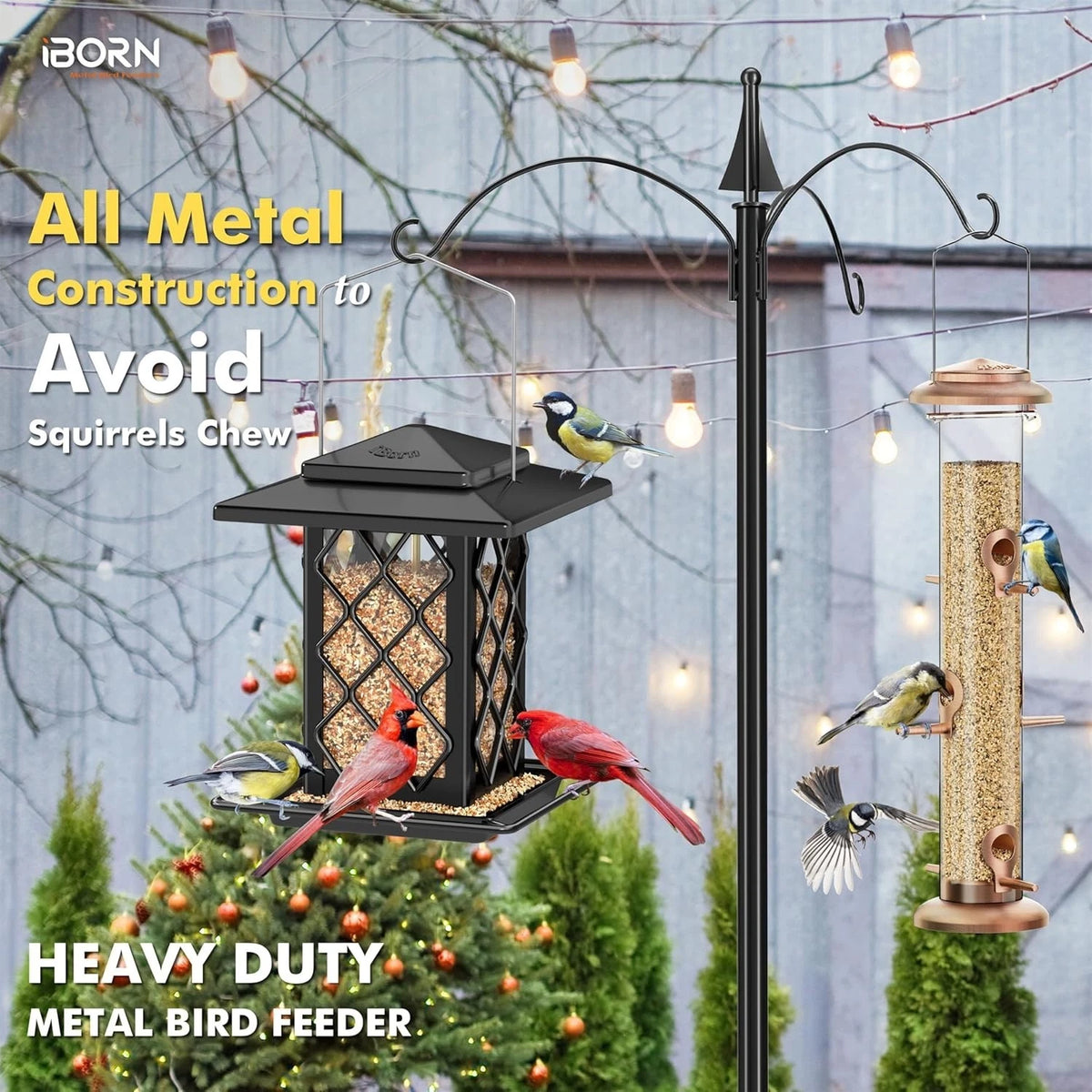 Elegant Black Metal Bird Feeder for Cardinals (2.4LBS Capacity)