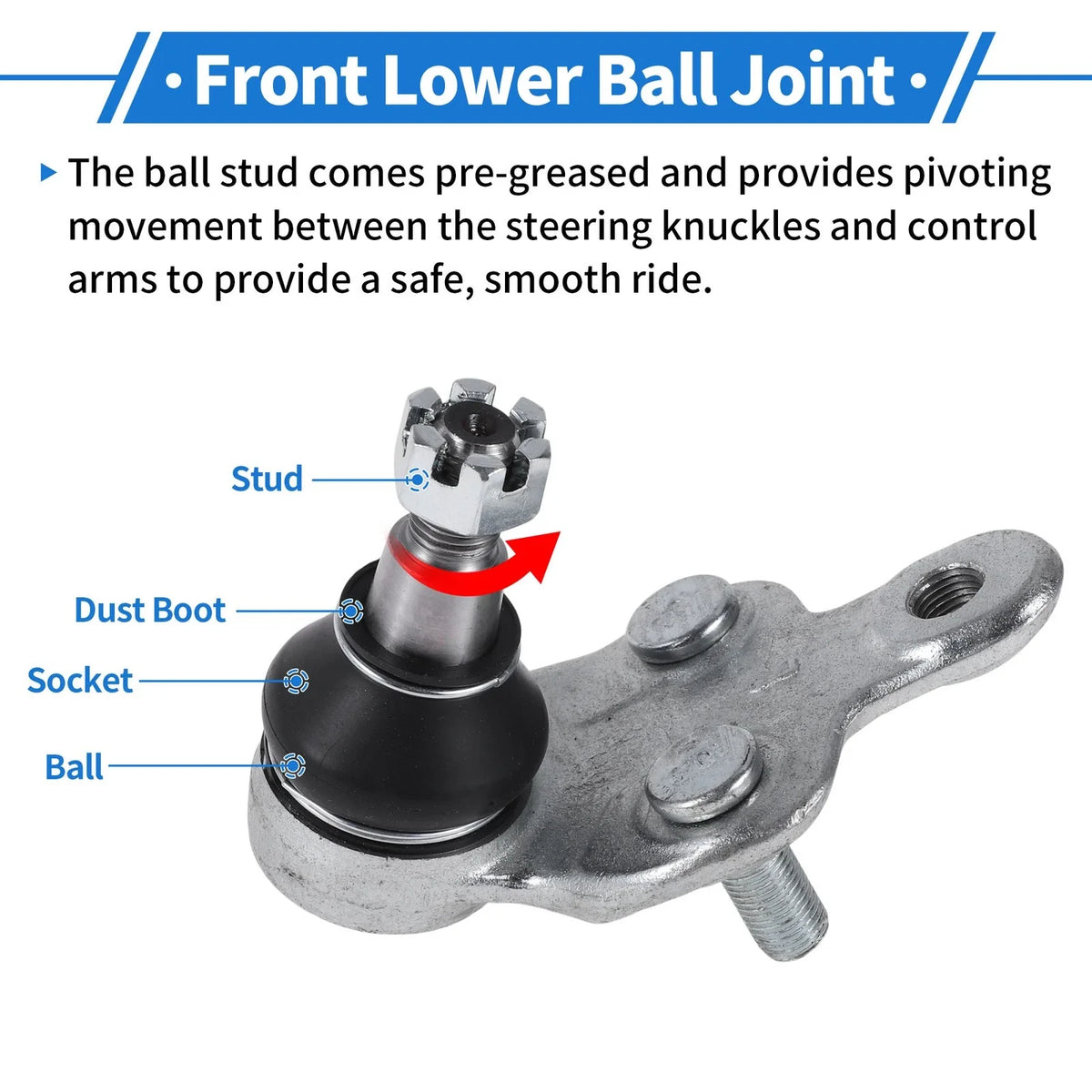 2X Front Lower Ball Joints for Toyota Camry (2001–2006) No. 4334009010/4333009560