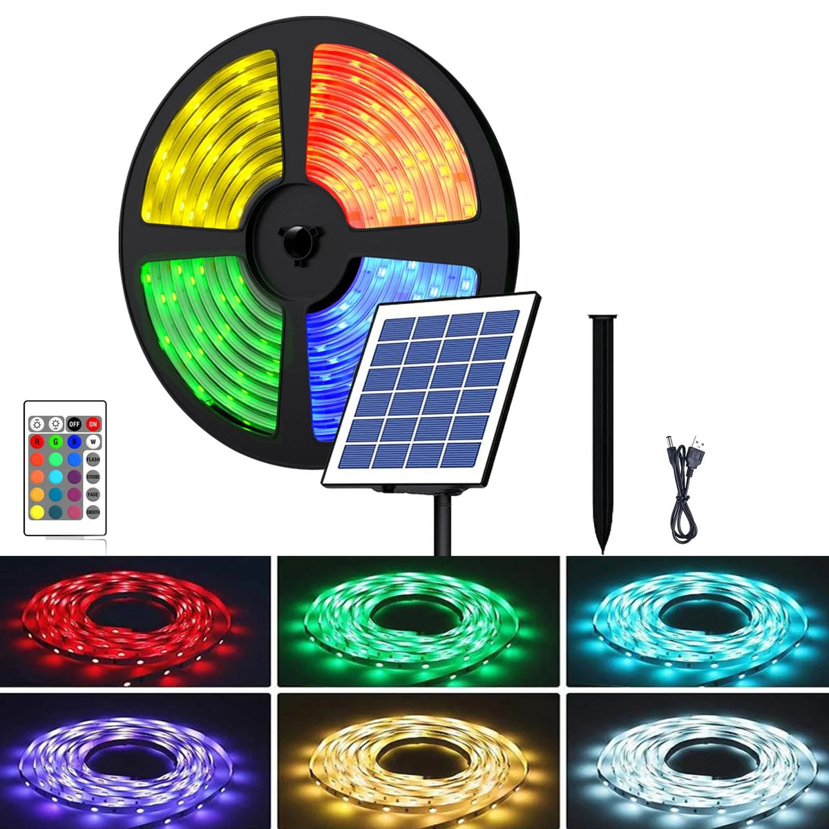 Solar LED Strip Lights for Outdoor Use (RGB)