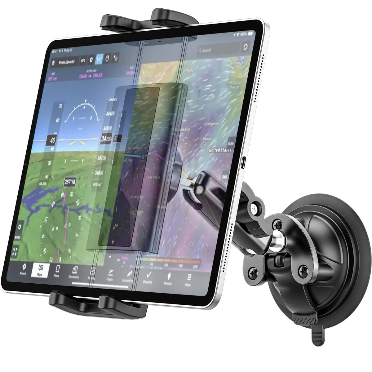 Tablet Holder for Aircraft 8.85 inches - Strong Suction Cup, Black