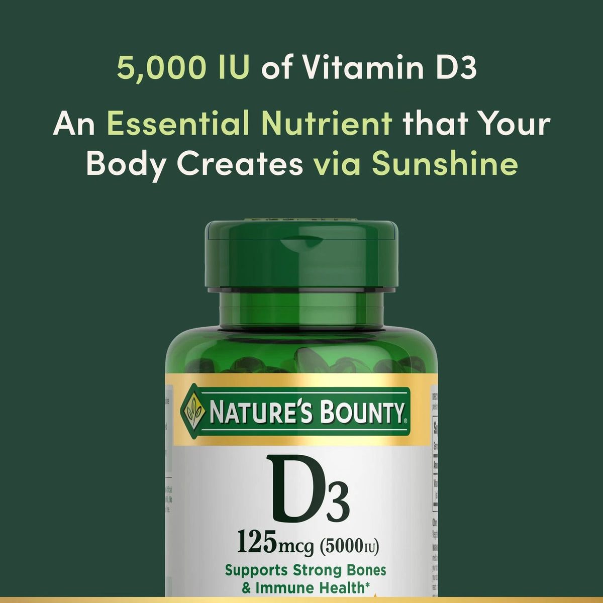 Vitamin D3 5000 IU Softgels for Nature's Bounty (Rapid 240 Count)