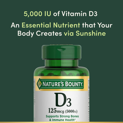 Vitamin D3 5000 IU Softgels for Nature's Bounty (Rapid 240 Count)