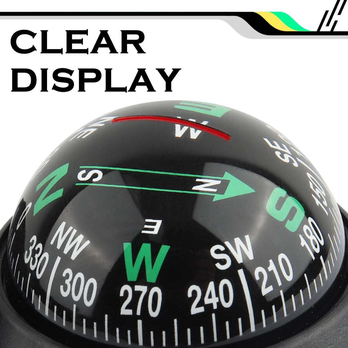 Compass for Car with Bottom Stick (3.23x2.55x2.05 inch, Black)
