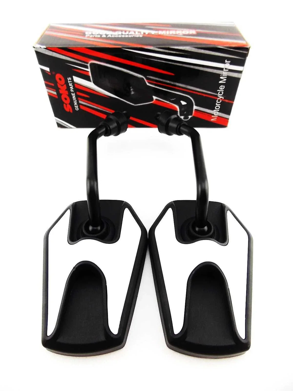 Black White Hex Soko Mirrors for Kawasaki Z1300 (1979-1989)