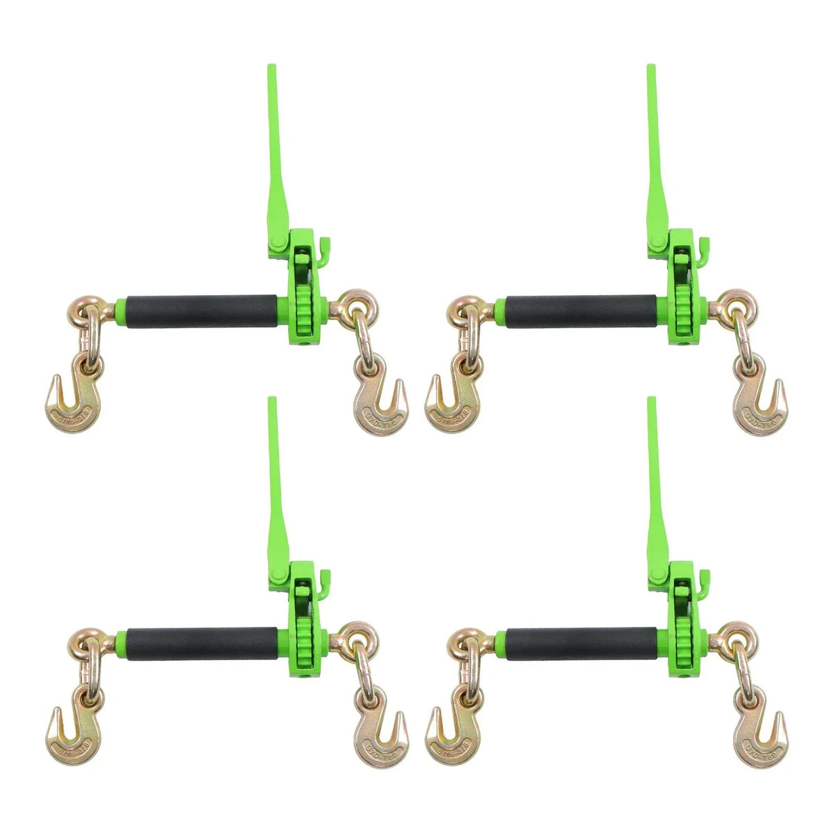 Set of 4 Folding Handle Ratchet Load Binders with Grab Hooks for G70
