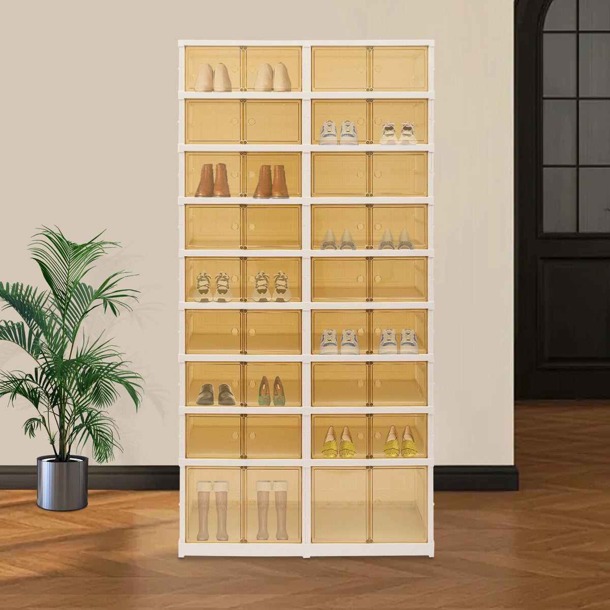 9-Tier Shoe Rack Organizer for Home Storage (Foldable with Doors)