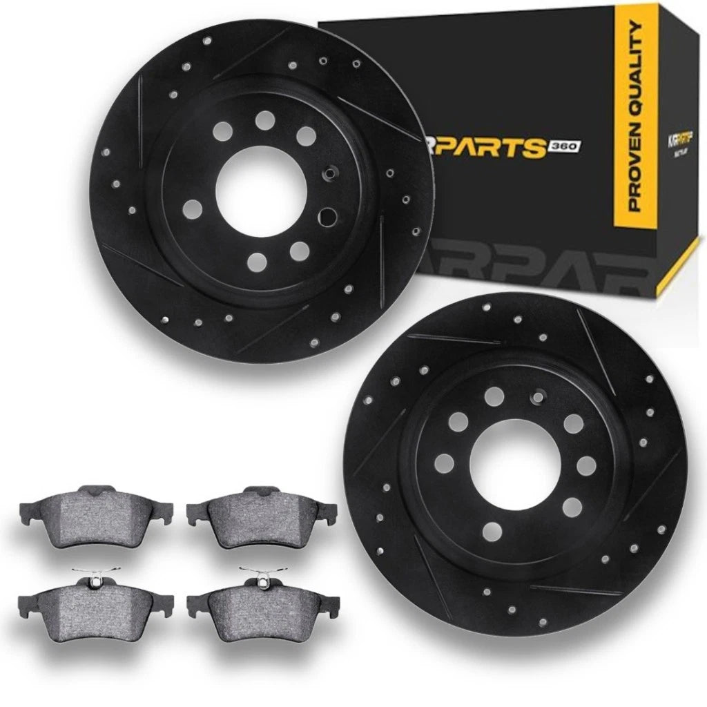 Set of 2 Drilled and Slotted Brake Rotors with Pads for Saturn Sky (2007–2010) ALX-PAU-DF-8612-53002-CLA2