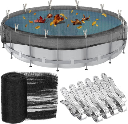 24 Feet Round Pool Leaf Net Cover for Above Ground Pool (Fits 24') - Black