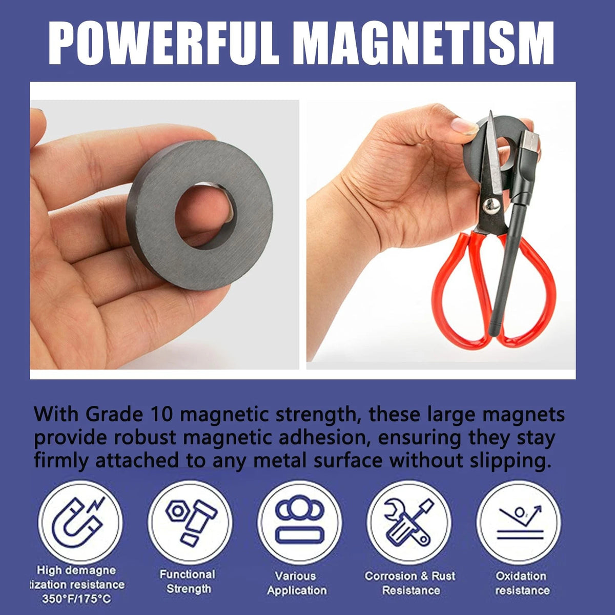 Ferrite Donut Magnets for OD50 x ID25 x 8mm Ring Black