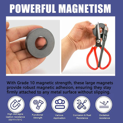 Ferrite Donut Magnets for OD50 x ID25 x 8mm Ring Black