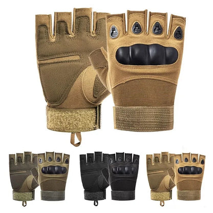 Tactical Fingerless Gloves with Knuckle Protection for Military Training