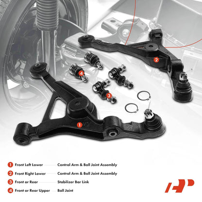 Set of 6 Front Lower Control Arm Ball Joint Sway Bar for Chrysler Sebring (K7306, K7218, K7425, K7427)