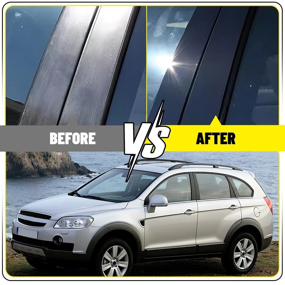 Glossy Black BC Pillar Cover Trim for Chevrolet Captiva (2009–2018) 6-30X