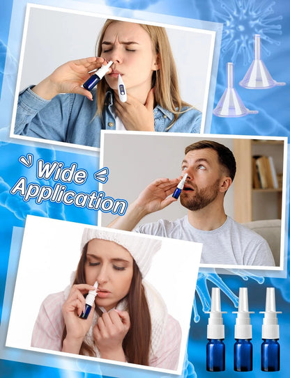 10X 5ML Nasal Spray Bottles - Blue (Set of 10)