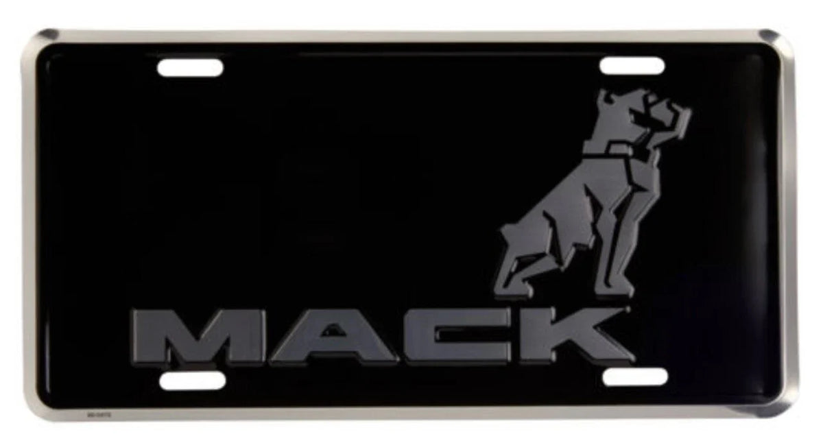 Mack Trucks Bulldog Aluminum Novelty License Plate (Black & Gray)