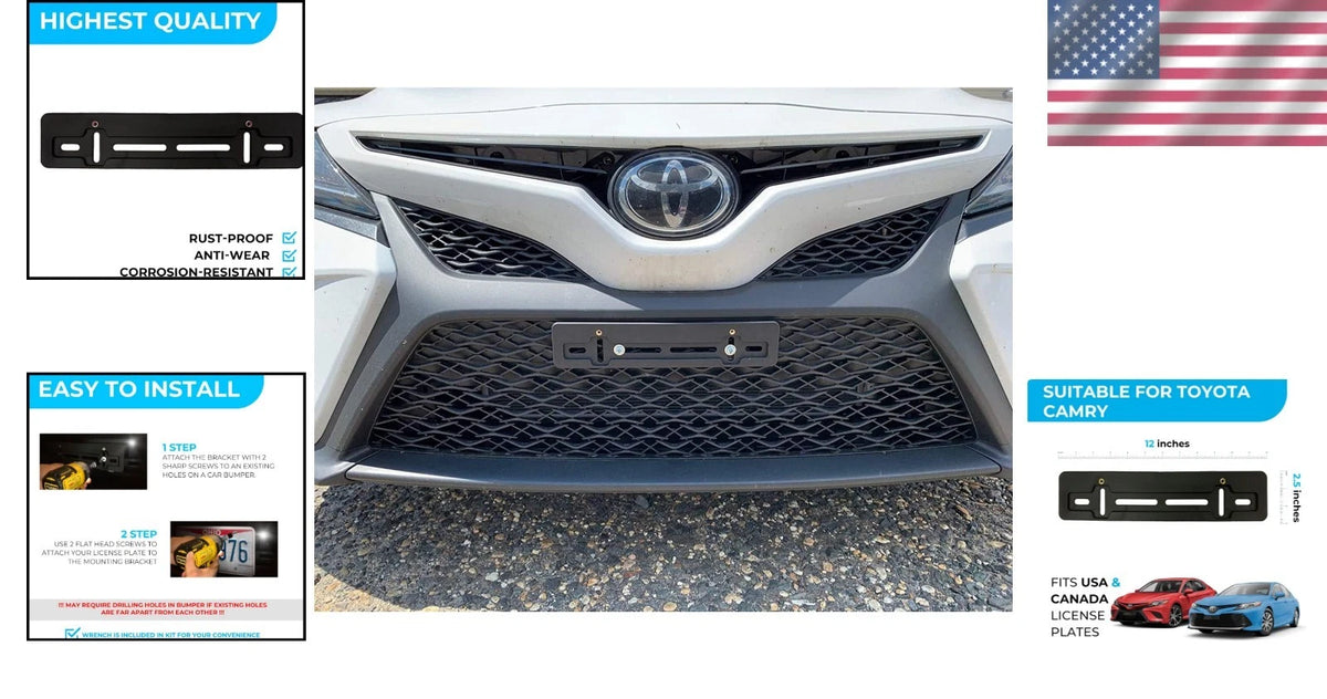 Front Bumper License Plate Holder for Toyota Camry (2018–2026)