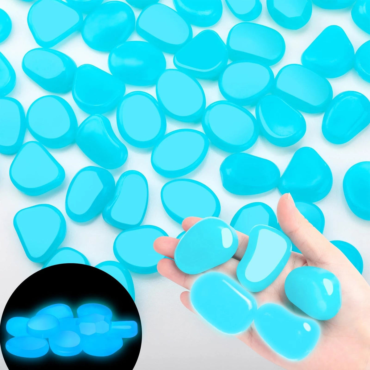 100 Pcs Glow in The Dark Rocks Pebbles for Outdoor Decor (1.8 Inch)