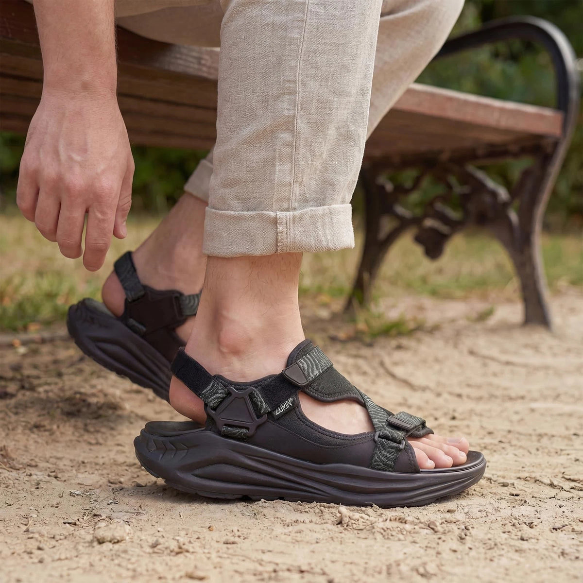 Men's Athletic Walking Sandals for ZURIN (2023) - Arch Support, Black