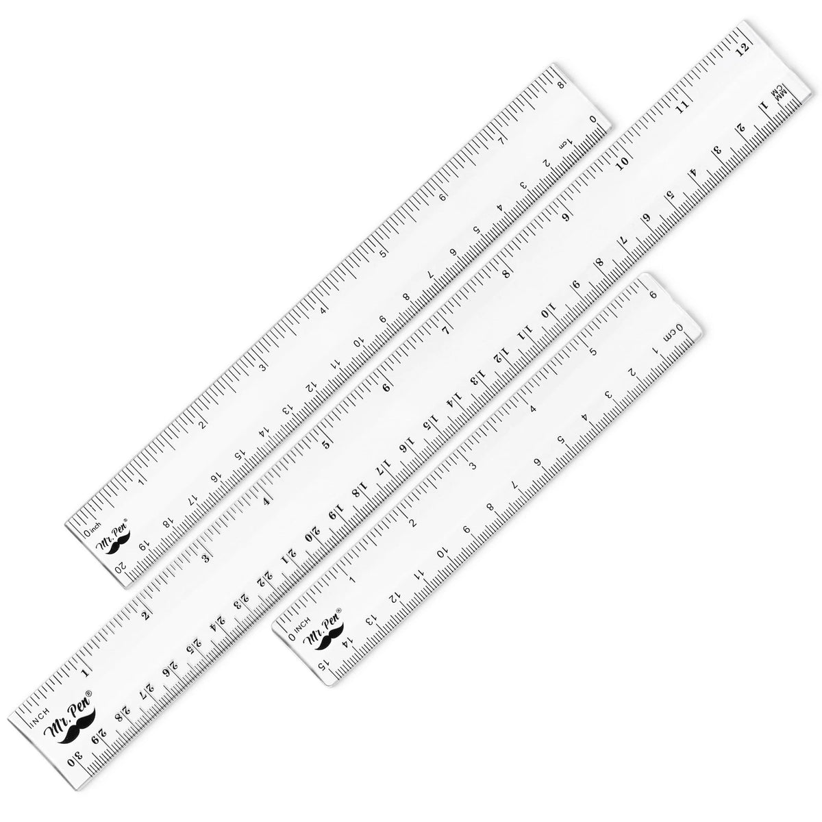 Clear Ruler Set for Easy Measurement (3 Pack: 6", 8", 12")