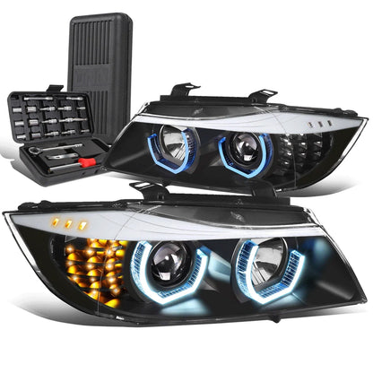 U-Halo Blue LED Headlight Lamps for BMW E90 3-Series (2006–2008)