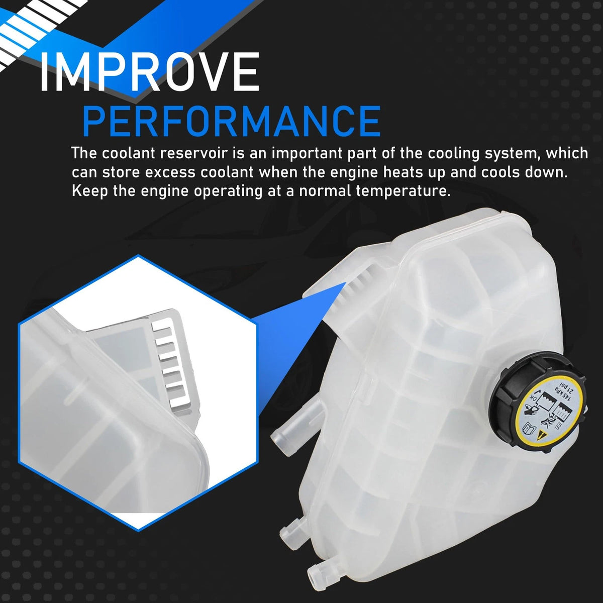Engine Radiator Coolant Overflow Reservoir Tank with Cap for