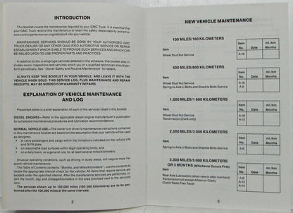 Maintenance Schedule Booklet for GMC Heavy Duty Truck (1985)
