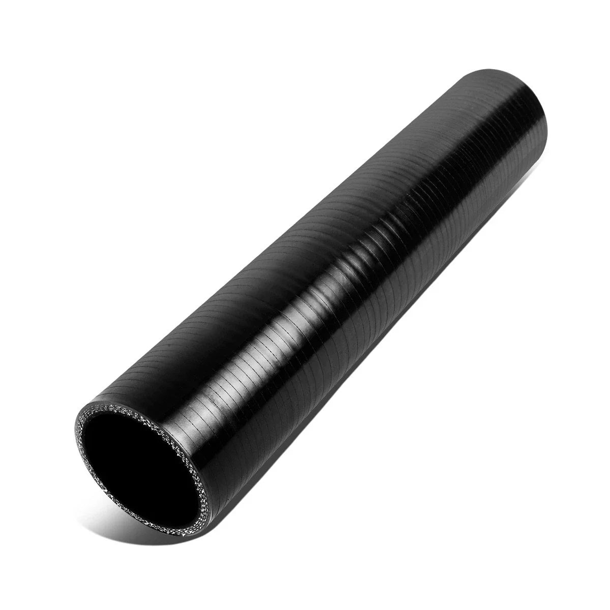 2" ID 12" Long Straight Transition 4-Ply Black Silicone Intercooler Pipe Hose