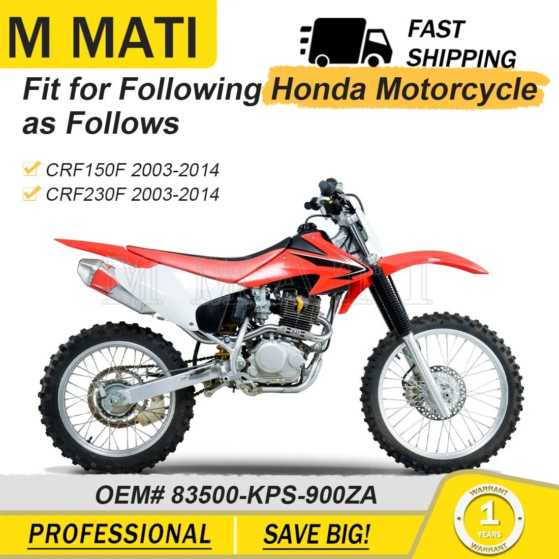 Right Side Cover Plate 83500-KPS-900ZA for Honda CRF150F CRF230F (2003–2014)